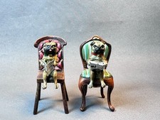 Two Vienna Bronze Pugs Sitting
