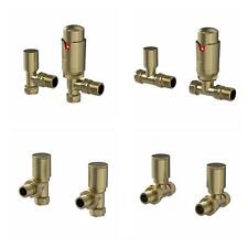 Bathroom Radiator Valves Brushed Brass Angled Straight Manual Thermostatic 15mm