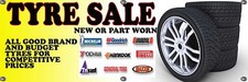 OUTDOOR PVC NEW AND PART WORN TYRE SALE BANNER SHOP SIGN ADVERT FREE ART WORK 
