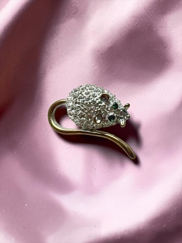 Vintage mouse brooch clear - mouse,