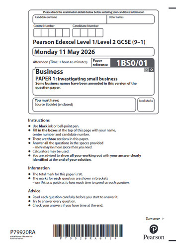 Edexcel gcse business 2026 - edexcel,