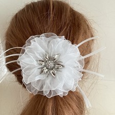 White flower fascinator hair clip wedding bridal hair accessories 