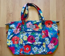 Cath Kidston Blue Floral Oilcloth Weekend Zip Bag / Shopping Tote