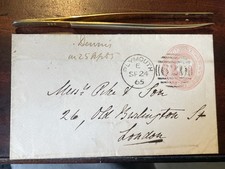 Nice plymouth postal history Penny Pink Of 1865 On cover Duplex 620