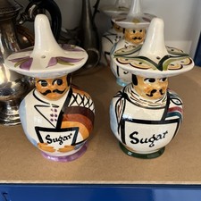  HANDPAINTED  TONI RAYMOND POTTERY Babbacombe  MEXICAN MAN SUGAR SHAKERS
