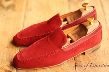 John Lobb Red Suede Leather Shoes Loafers Mens UK 7 EU 41 US 8 NEW
