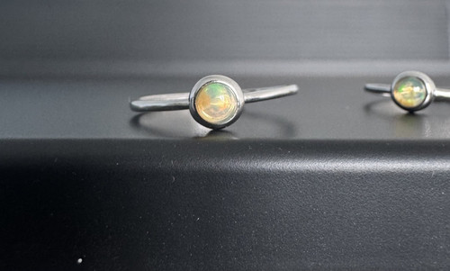 Silver opal ring adjustable - opal,