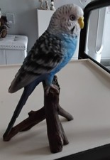 Pottery Budgie Figurine On Branch