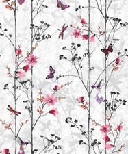 TREES BUTTERFLIES BIRDS PINK