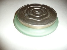 Powder bowl ? frosted glass with unused soft puff.