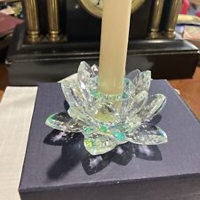 Crystal Glass Prism Lotus Flower Shaped Candle Holder Boxed