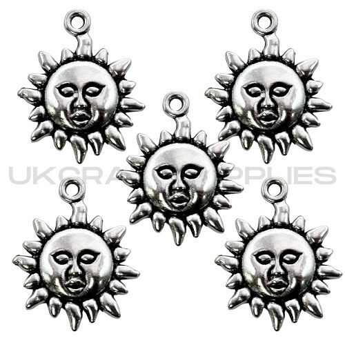 Tibetan silver sun pendants - silver,