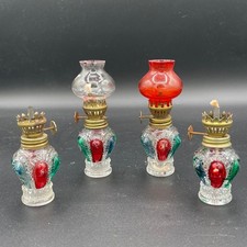 Vintage Glass Mini Oil Lamps Multi-Color Made in Hong Kong