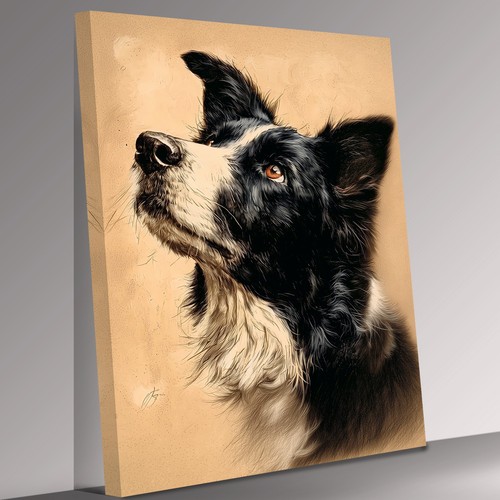 Border collie dog canvas print - border,