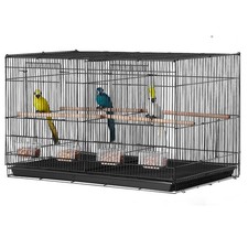 Uimoso Bird Flight Cage with Divider 18 in Small Metal Parakeet Cage Black
