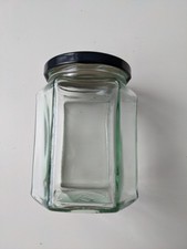 Hexagonal Glass Jar with Twist Metal Bee Design Lid