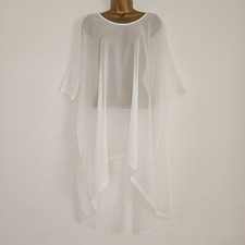 NEW Ex EVANS Plus Size 18-32 Batwing Mesh Lace Dipped Hem White Tunic Dress Top