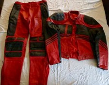 mens bike leathers two pice with zip to connect jacket and trouses