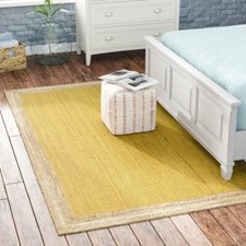 Rug Yellow Jute Beige Border