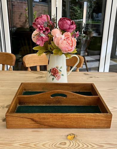 Vintage wooden cutlery tray 2 - wooden, tray,