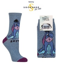 Womens Winnie the Pooh 'Eeyore' Fun Novely Licensed Cotton Socks 1 Pair Size 4-7