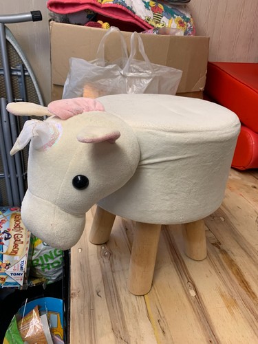 Kids wooden unicorn stool seat - wooden,