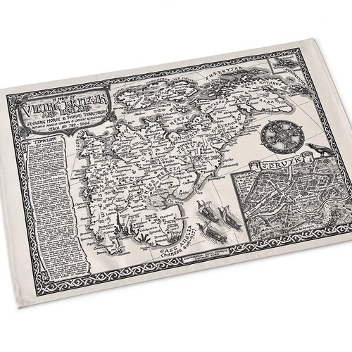 Viking britain map tea towel - viking, /