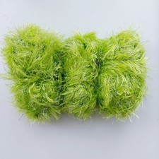 130g of Lime Green & Silver Eyelash Yarn Wool Knitting Crafts Crochet Weaving