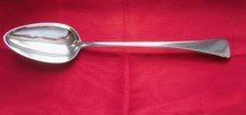 1805, GEORGE III, LARGE SOLID SILVER GRAVY, BASTING SPOON BY SOLOMON HOUGHAM.