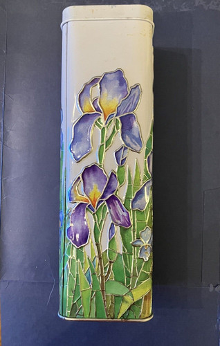 Purple iris cookie tin metal - iris,