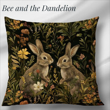 Cute Rabbits / Hare Floral Animal Print Decorative Cushion Cover 45cms x 45cms