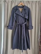 Vintage Navy Blue Trench Coat Rain Coat Size M L By Canda