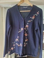 Womens Tulchan Cardigan 100% Cotton Blue Embroidery Button Up Size Medium