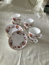 Set Of 6 Coffee Cups And Saucers. Royal Crown Derby.”Bali” Pattern. Bone China.