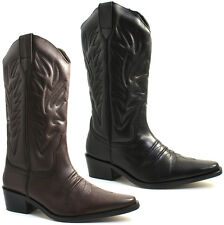 Mens Cowboy Boots Leather Calf Desert Biker Shoes Harley Gringo Black Brown M699