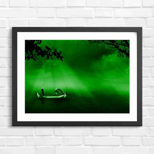 Foggy lake boat - foggy,