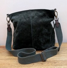 Fat Face Valetta Crossbody Green Suede Slouchy Bag