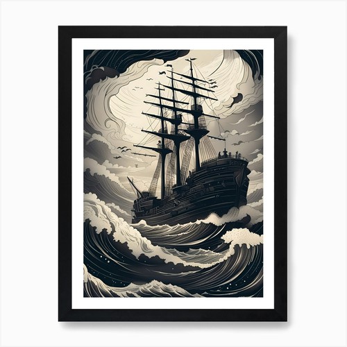 Vintage ship art - vintage, framed