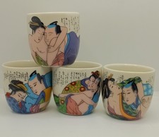 Japanese Sake Erotic Cups,Shunga Kama Sutra 4 Cups 