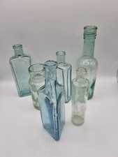6 Vintage Aqua Bottles