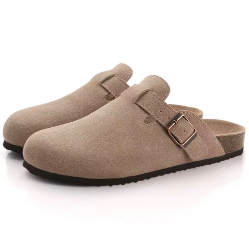 Real suede clogs cork footbed - suede,