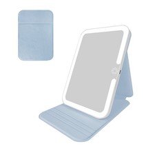 Folding Makeup Mirror PU Leather Travel Mirror 3 Color Light Rechargeable