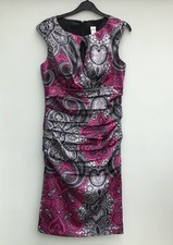 Ladies Designer Dress Size 8-10 Pink Silver Satin Lined 36” Bust SANGRIA New