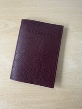 Genuine calfskin leather passport cover in BURGUNDY - Ideal gift
