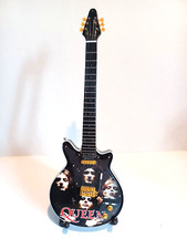 QUEEN BLack Bohemian Rhapsody Style Miniature Guitar 25cm 10" w Stand REF11