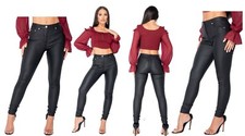 Womens High Waist Wet Look PVC