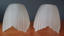 Pair Vintage Art Deco Frosted Glass Shades