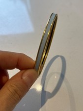 HERMES Uni enamel bangle light blue gold plated good condition womens bracelet