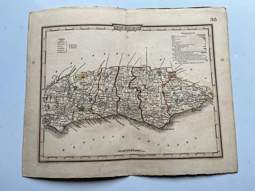 Antique hand coloured county
