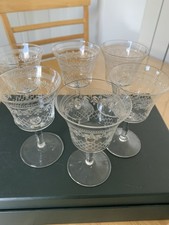 6 VINTAGE PALL MALL LADY HAMILTON ETCHED 11cm HIGH GLASSES